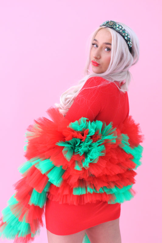 READY TO SHIP - APPLE AND RED CHRISTMAS RUFFLE JACKET