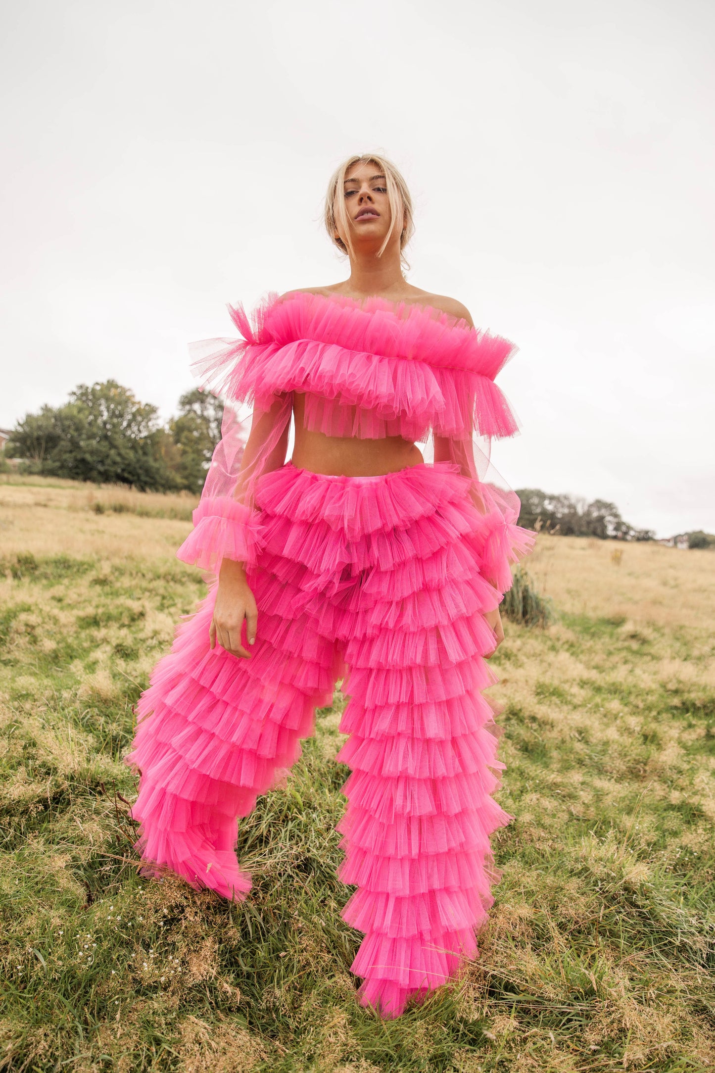 RUFFLE HIGH WAISTED TROUSERS