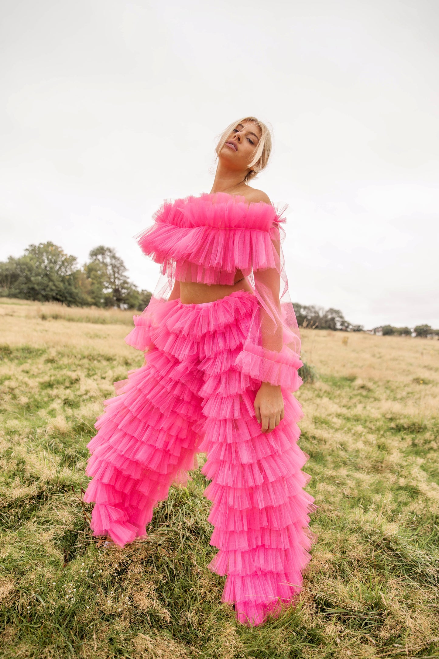 RUFFLE HIGH WAISTED TROUSERS