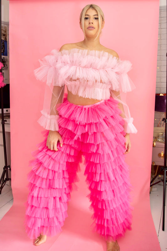 RUFFLE HIGH WAISTED TROUSERS