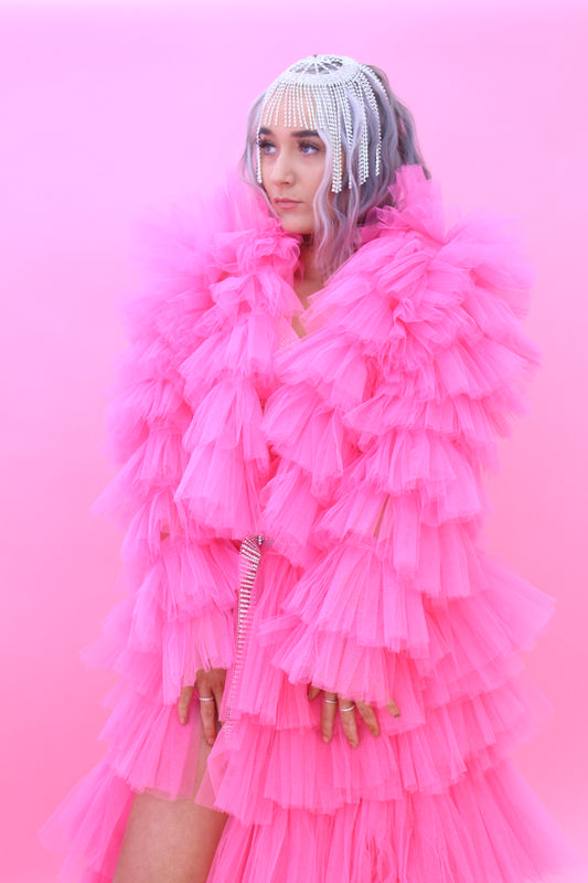 RUFFLE TULLE CROPPED JACKET