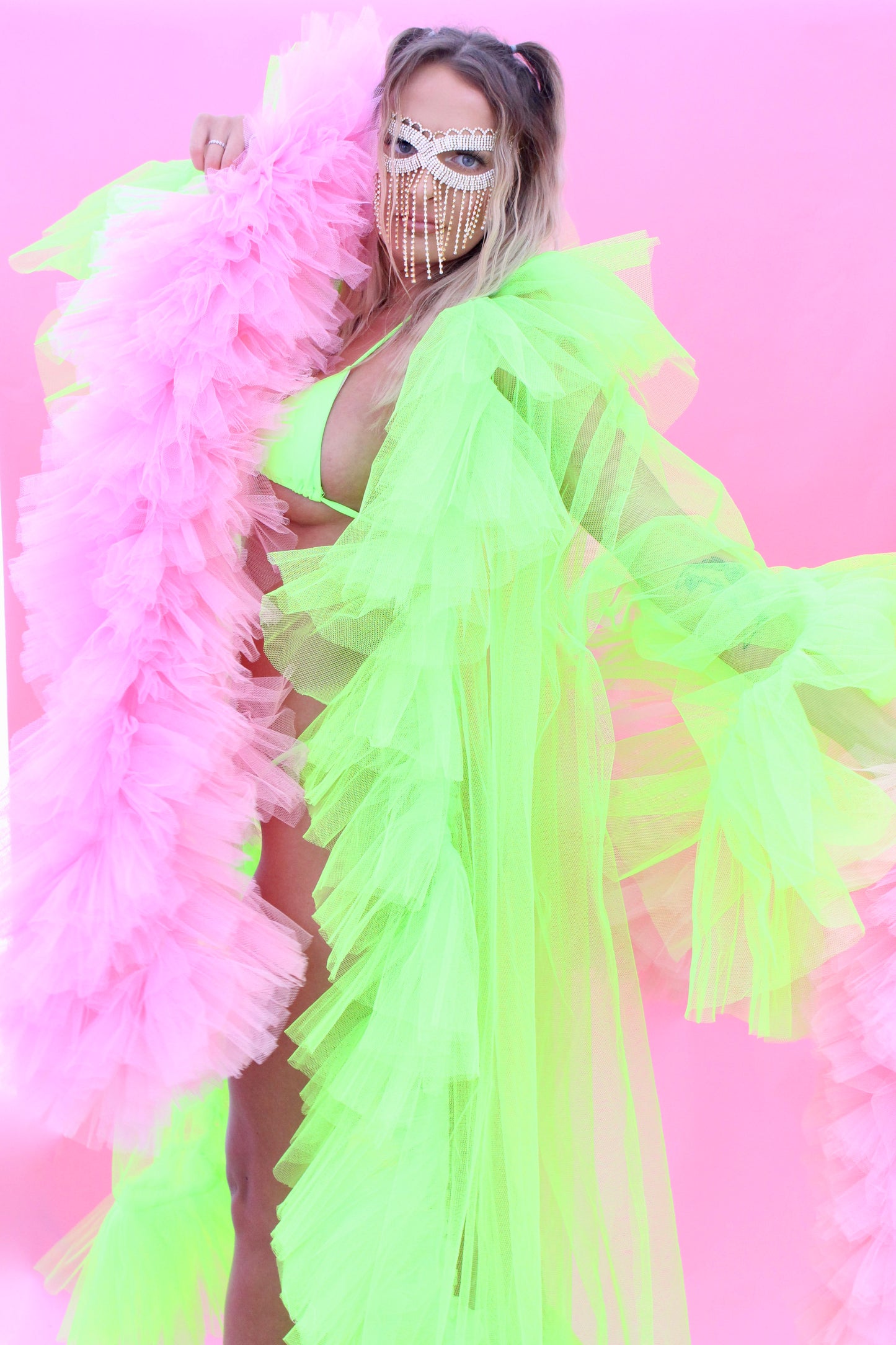 TULLE RUFFLE DRESSING GOWN
