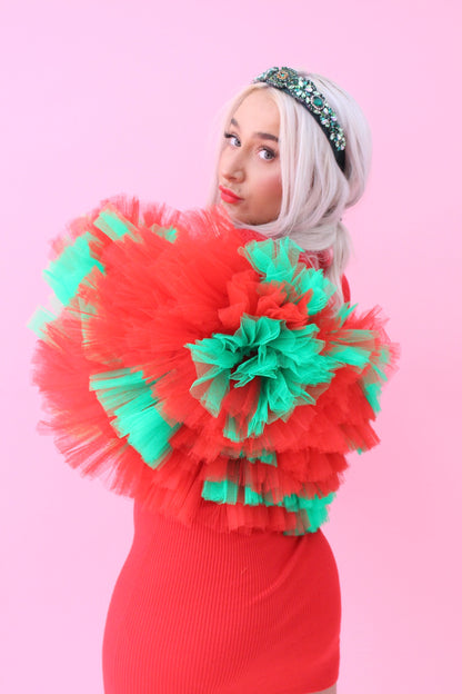 APPLE AND RED CHRISTMAS RUFFLE JACKET