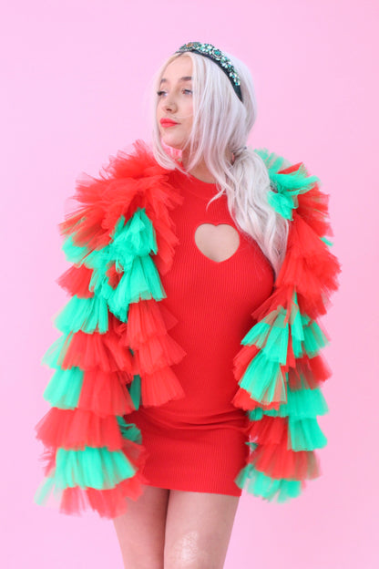 APPLE AND RED CHRISTMAS RUFFLE JACKET