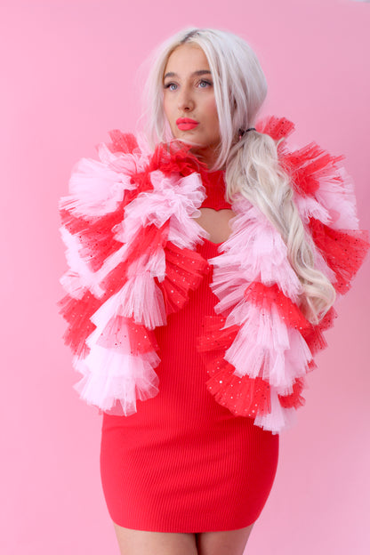 RED AND PINK GLITTER JACKET