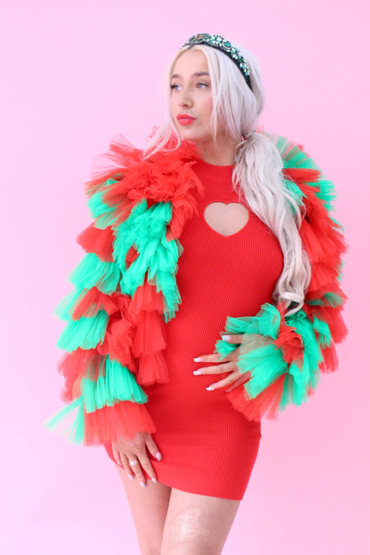 APPLE AND RED CHRISTMAS RUFFLE JACKET