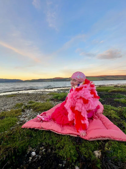 PINK AND RED TULLE RUFFLE JACKET