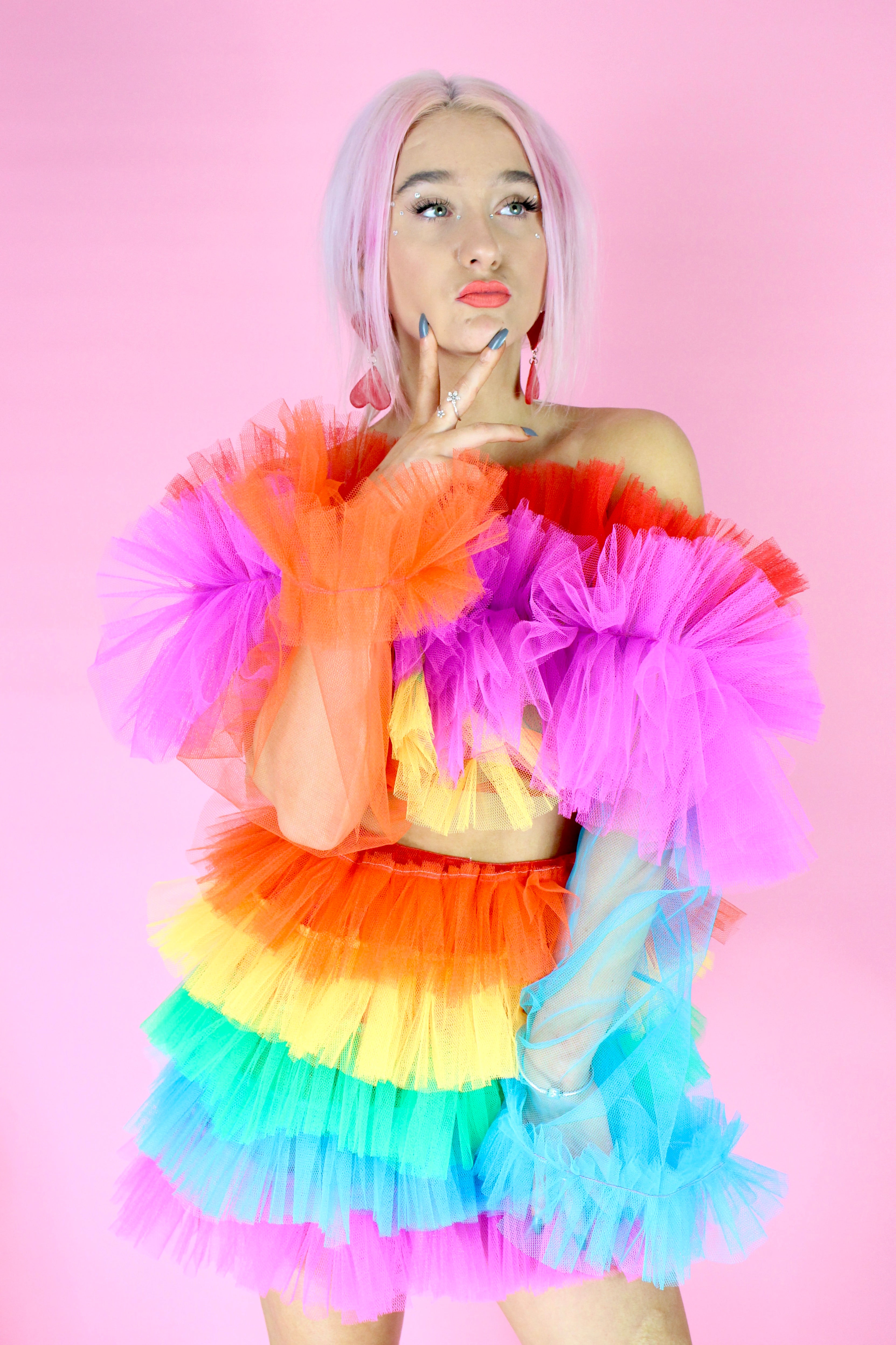 Feather skirt rainbow best sale